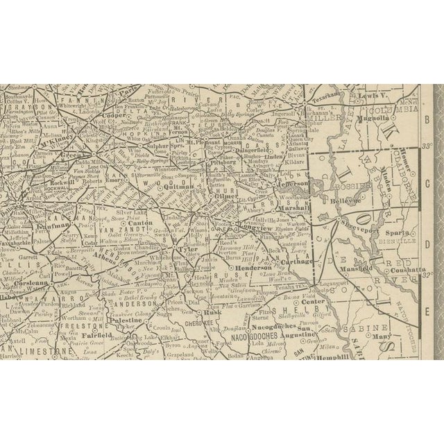 Antique Map of Texas Railroads, Counties and Frontier Settlements, 1888 For Sale - Image 6 of 11