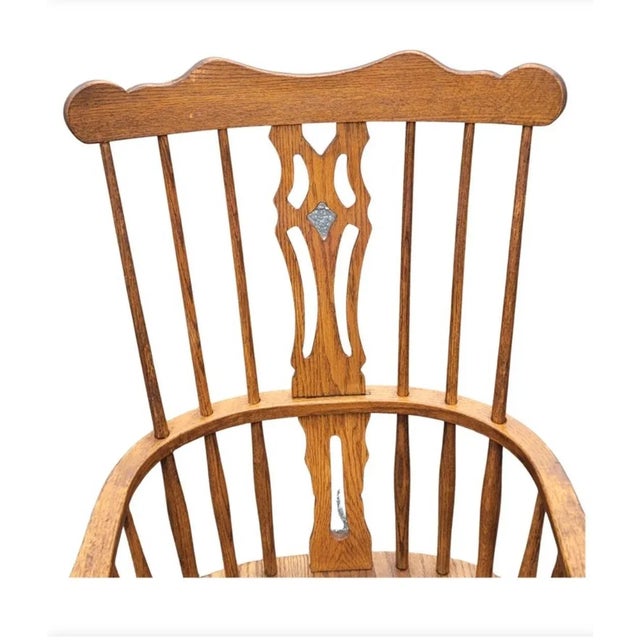 1940s Country High Back Oak Windsor Armchair For Sale In Washington DC - Image 6 of 11