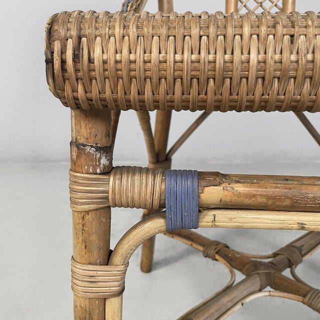 Art Nouveau Italian Chairs in Rattan and Light Blue Rattan, 1900s, Set of 2 For Sale - Image 12 of 18
