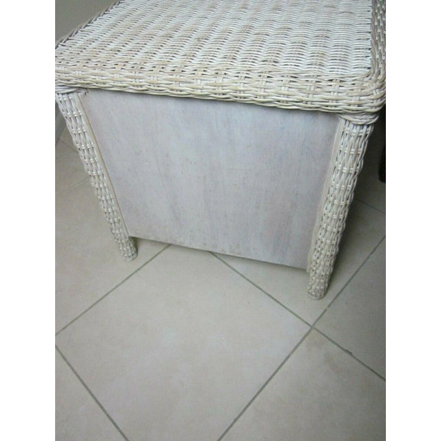 1980s 1980s Wicker Rattan Two Drawer Coastal Style Ivory Color Nightstand For Sale - Image 5 of 13