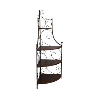 Drexel Heritage Wrought Iron & Cherry French Country Bakers Rack For Sale