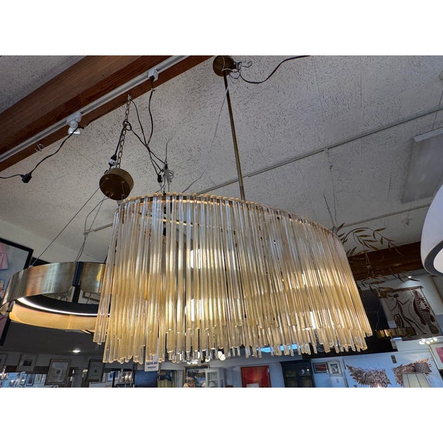 Mid-Century Modern Ethan Allen Orchard Midcentury Brass Chandelier For Sale - Image 3 of 12