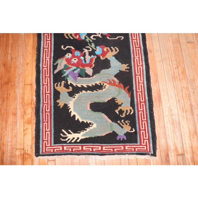 Traditional Vintage Dragon Tibetan Rug Rug - 3' x 6'3" For Sale - Image 3 of 5