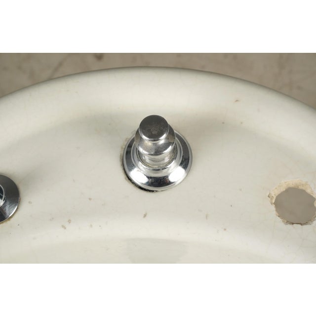 Vintage Art Deco 24 In. Fluted White Ceramic Pedestal Sink For Sale - Image 4 of 11