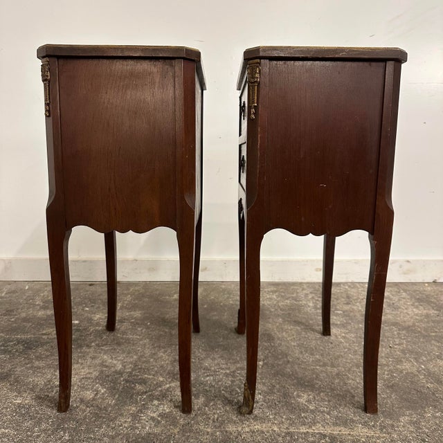 Rococo Late 19th Century Pair of Rococo-Style End Tables or Nightstands Hand Painted For Sale - Image 3 of 12