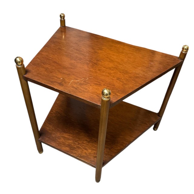 Vintage Unmarked Heritage Style Two Tier Wedge Shape Side or End Table.