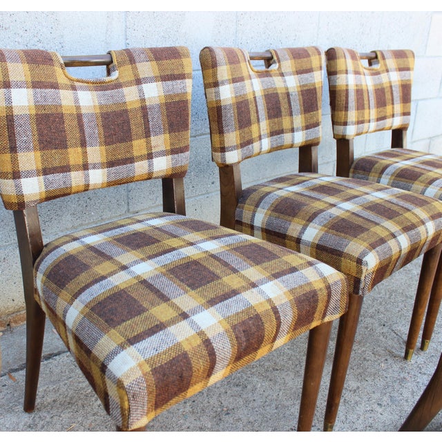 Mid Century Vintage Plaid Chairs For Sale - Image 4 of 4