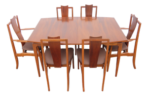 Young Furniture Mid Century Floating Top Sculptura Dining Table Six Chairs 6649