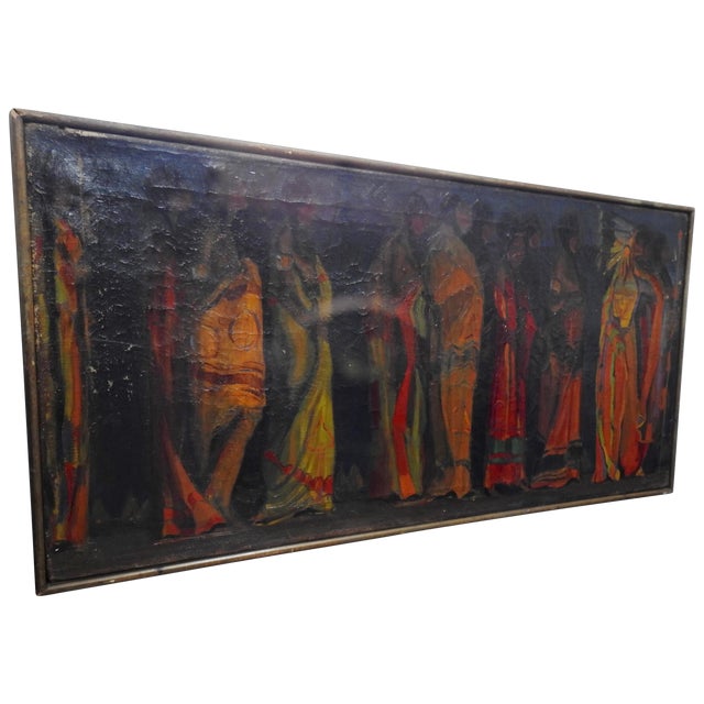 Robert Whitmore "Indian Procession" Oil Painting Early 20th Century For Sale