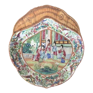 Antique 19th Century Chinese Export Famille Rose Mandarin Shrimp Dish