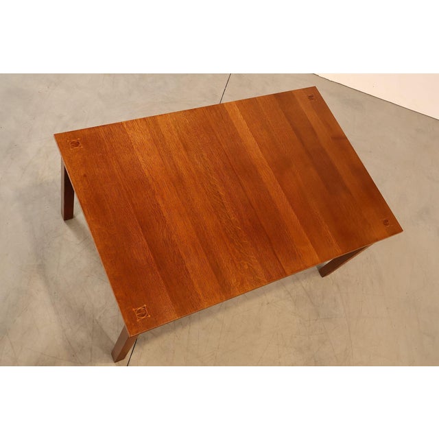 Wood Stickley Mission Collection Harvey Ellis Inlaid Oak Extendable Dining Table For Sale - Image 7 of 18