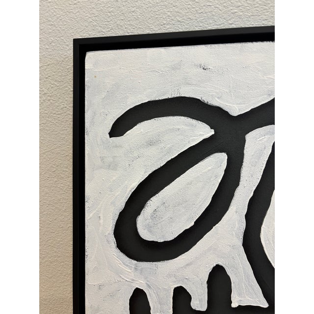 Large Original "Scribble" Black and White Paintings by Alic Daniel - A Pair For Sale - Image 10 of 11