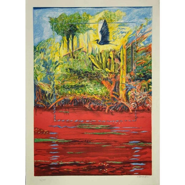 Landscapes is an original lithograph realized in 1970s Robert Carroll. Hand-signed on the lower right. Numbered....