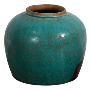 Antique Green Stoneware Vase