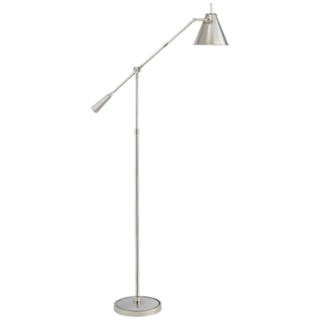 Goodman Floor Lamp in Polished Nickel Designer: Thomas O'Brien Height: 44.75" - 80" Extension: 25.5" - 33" Base: 9.5"...
