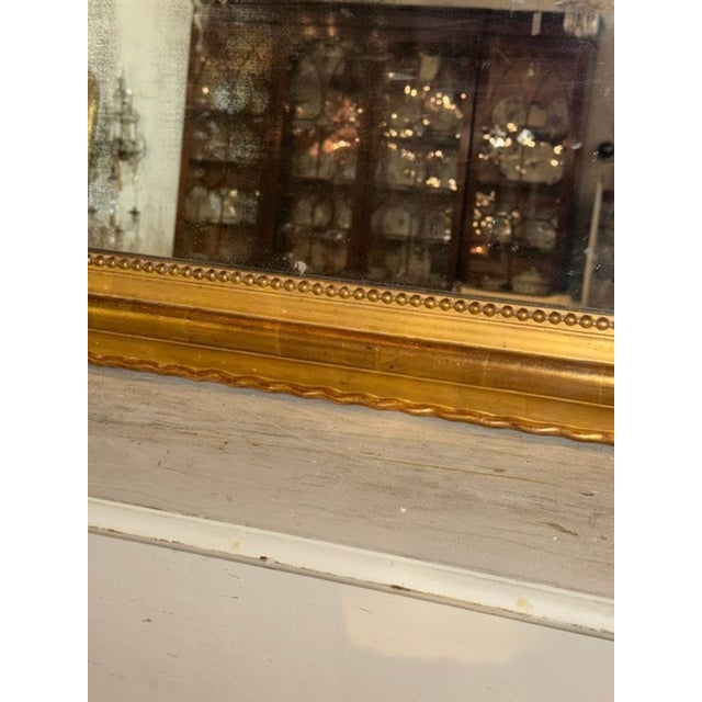 19th C. French Louis Philippe Giltwood Mirror in Rare Wide Scale For Sale In Dallas - Image 6 of 7