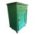 Vintage Solid Romanian Knotty Pine Cabinet With Distressed Turquoise Painted Finish For Sale