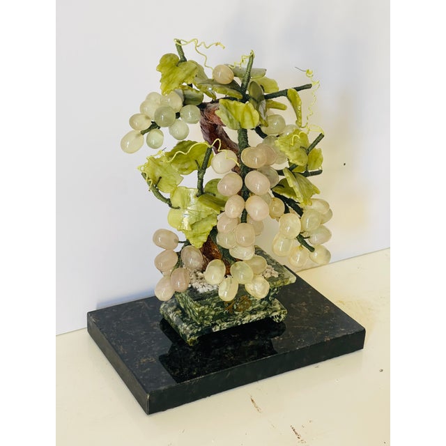 1920s Antque Chinese Jadeite Jade Grapes Vine Tree For Sale - Image 5 of 5