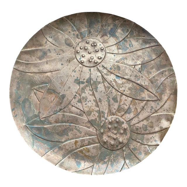 Original 1930s Francisco Rebajes Copper Plate, Double Sunflower For Sale