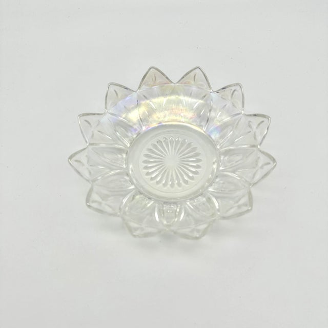 Transparent Vintage 1960s Federal Glass Iridescent Chip and Dip Bowl Set For Sale - Image 8 of 11