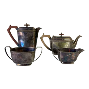 1940s Art Deco Silver Plate Tea Set- 4 Pieces