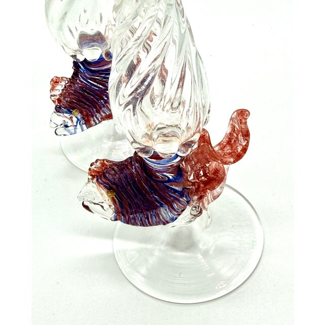 Glass 1995 Gazelle Hand Blown Tropical Fish Art Glass Salt & Pepper Shakers For Sale - Image 7 of 10