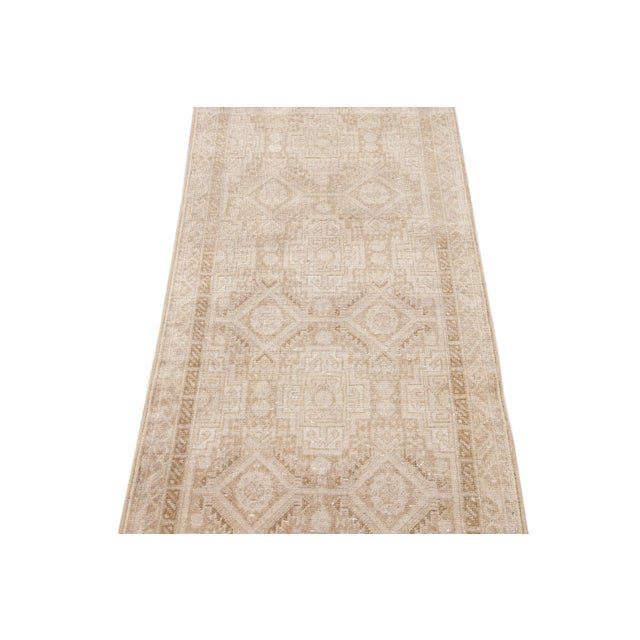 Tribal Antique Turkish Sivas Handmade Beige Tribal Wool Runner For Sale - Image 3 of 9