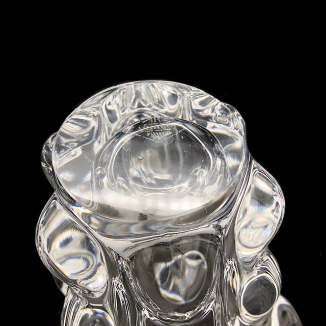 Late 20th Century Art Verrier Vase, Scalloped Crystal Glass | Mid-Century French Bulbous Vessel For Sale - Image 5 of 5