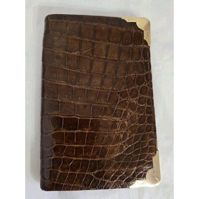 Antique Early 20th Century Crocodile Skin & 9ct Gold Gentlemans Wallet For Sale - Image 9 of 18