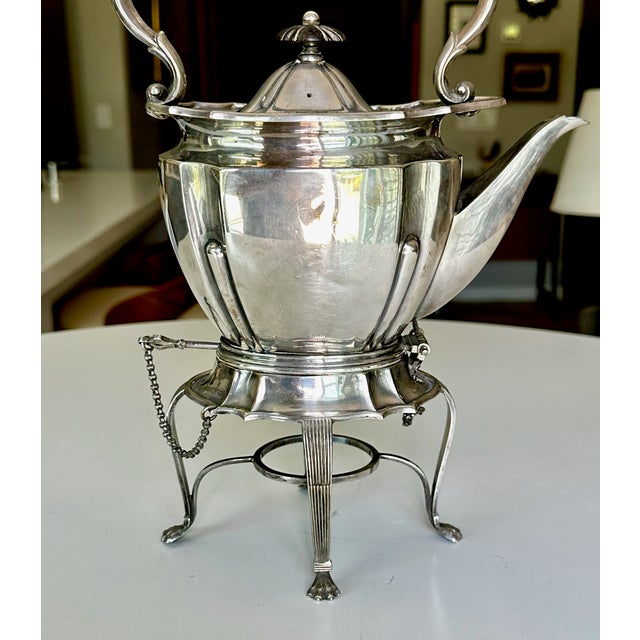 1900 - 1909 Antique Edwardian Roberts & Belk Silver Kettle on Stand & Burner For Sale - Image 5 of 15