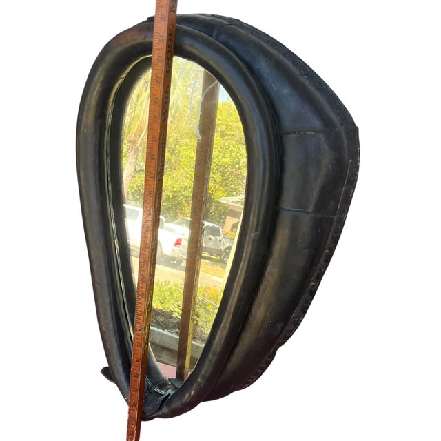 1980s Vintage Horse Dark Brown Light Harness Collar Mirror Rustic American Folk Art Ralph Lauren Style Equestrian Decor For Sale - Image 5 of 6
