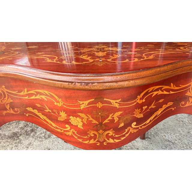 Vintage Rococo Style Printed Marquetry Accent Table For Sale - Image 12 of 16