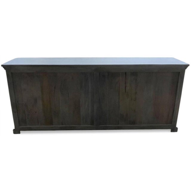2020s 7' Farmhouse Solid Wood 4-Door Black Buffet Sideboard For Sale - Image 5 of 5