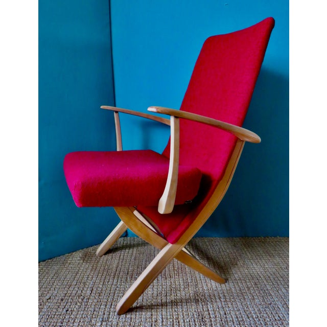 Mid-Century Modern Set of Red Armchairs, Denmark, 1955 For Sale - Image 3 of 10