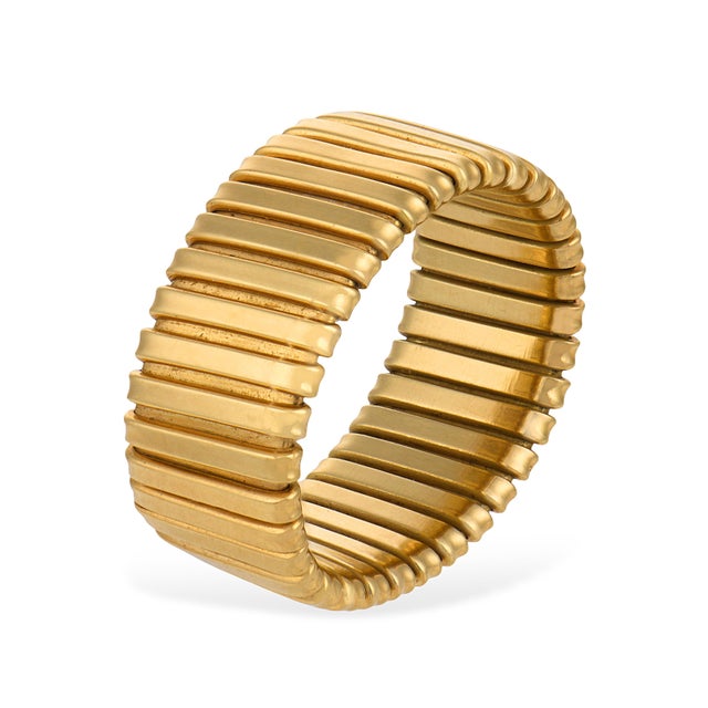 Contemporary Vintage 18k Yellow Gold Tubogas Style Band, Size 7 For Sale - Image 3 of 6