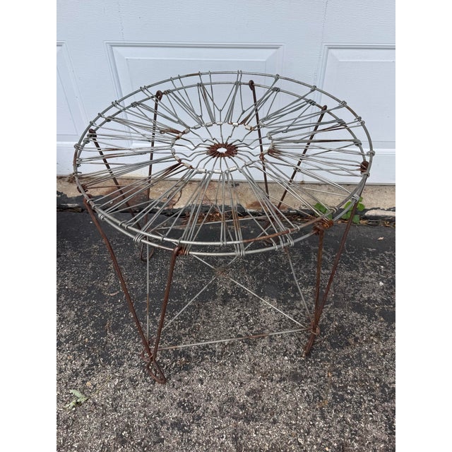 Rustic Collapsible Vintage Wire Laundry Basket For Sale - Image 3 of 6