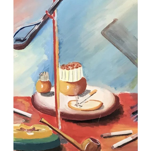 1980s Giametta Narguilé, pipes et cigarettes, 1980, Oil on Wood For Sale - Image 5 of 9