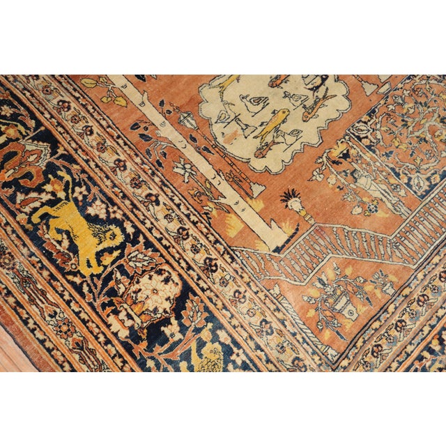 Textile Late 20th Century Hadji Jalili Tabriz Animal Pictorial Prayer Rug For Sale - Image 7 of 18