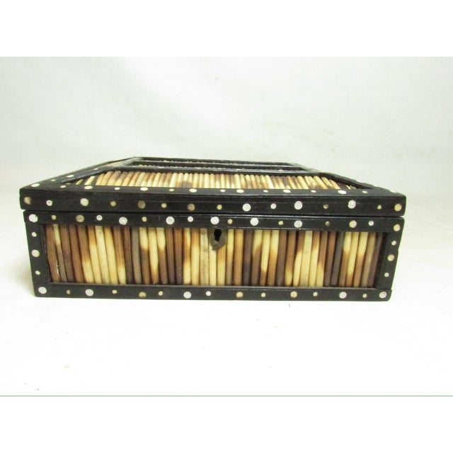 Antique Anglo Indian rectangular porcupine quill box, c.1900 Made in Ceylon, now Sri Lanka, as a local folk art using...