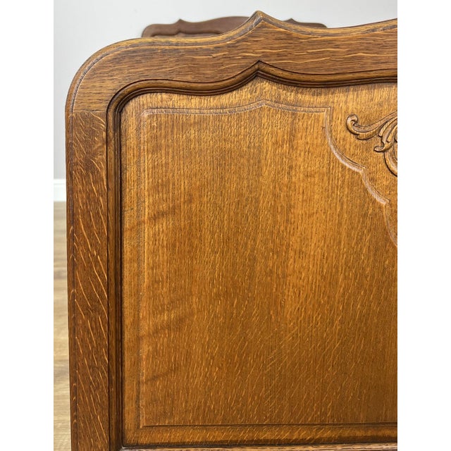 Vintage Louis XVI French Oak Single Bed Frame with Carved Headboard For Sale - Image 9 of 11