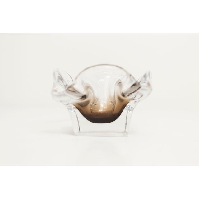 1960s Square Clear and Brown Murano Glass Ashtray, 1960s For Sale - Image 5 of 13