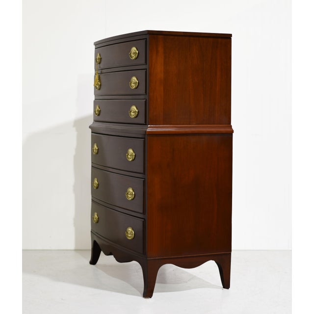 Wood Mid Century Federal Style Mahogany Highboy Chest of Drawers For Sale - Image 7 of 11