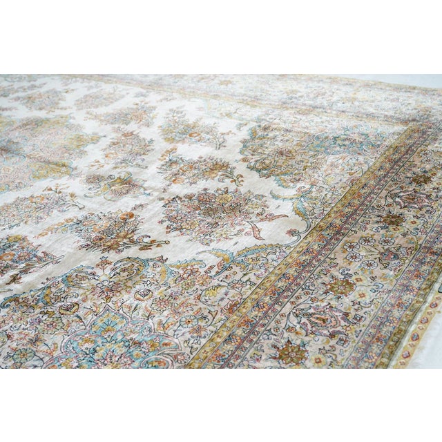 Extremely Fine Turkish Silk Hereke Rug 6'6'' X 9'6'' For Sale - Image 10 of 12
