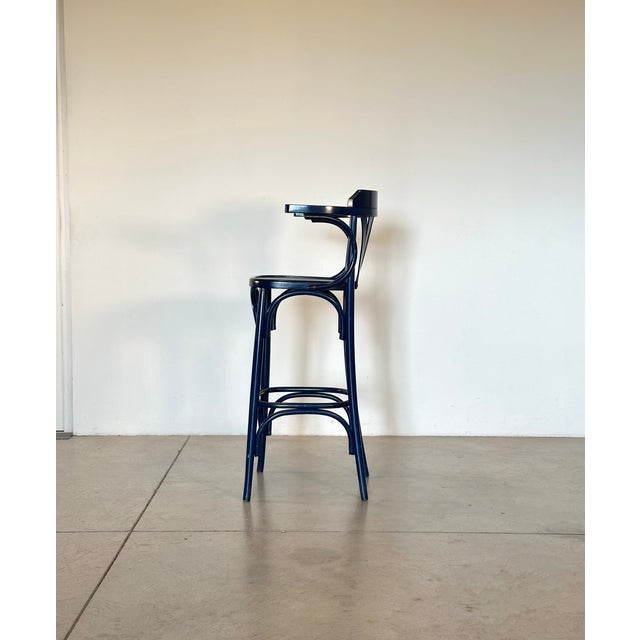 Blue Lacquered Wooden Bar Stools, 1960s, Set of 3 For Sale - Image 8 of 12