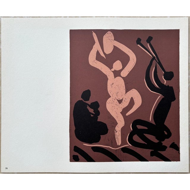 Pablo Picasso (1881-1973) Bacchanal with Seated Woman Holding a Baby Colour Linocut on Vellum paper year 1962 sheet size:...