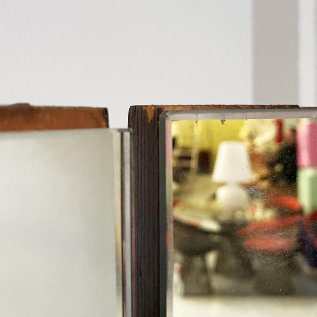 Brown Mid-Century Modern Italian Free-Standing Mirror with Three Wooden Doors, 1960s For Sale - Image 8 of 18