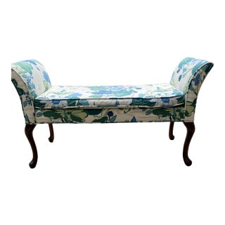 Vintage Mid Century Upholstered Bench For Sale