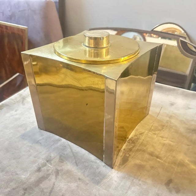 Gucci 1970s Mid-Century Modern Brass and Silver Plated Italian Ice Bucket For Sale - Image 4 of 16