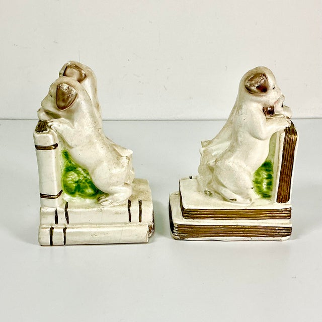 1920s Antique Boho Chic Figurine Plaster Dog Bookends - A Pair For Sale - Image 6 of 14
