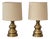 Vintage Table Lamps with Brass Base and Fabric Shade, 1960s, Set of 2 For Sale